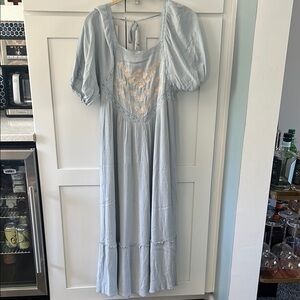 In Bloom Blue and White Ruffled Tiered Sundress